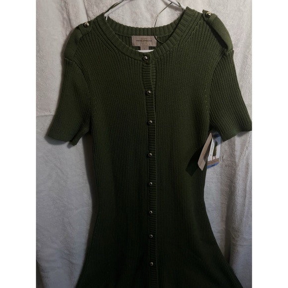 French Connection Dresses & Skirts - French Connection Women's Green Stretch Dress Size L – Short Length, Button